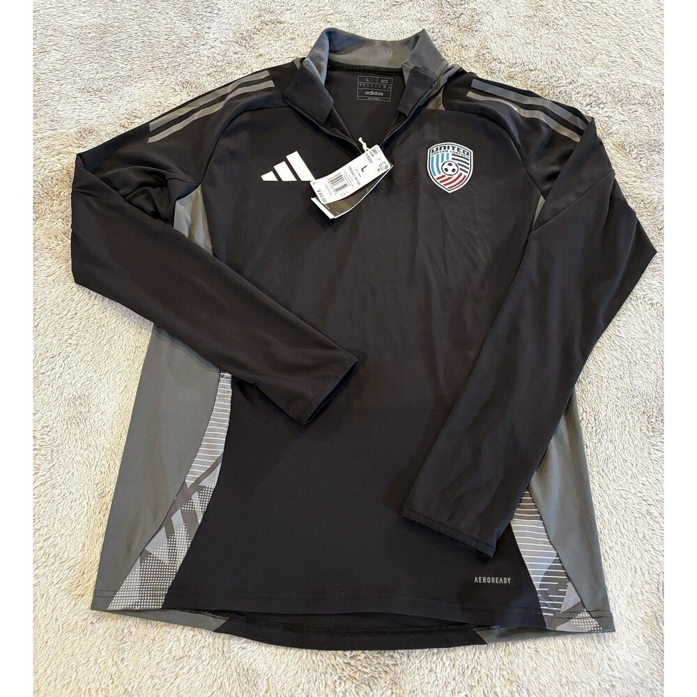 Adidas Mens L Black Quarter Zip United Soccer Coaches Pullover NWT
